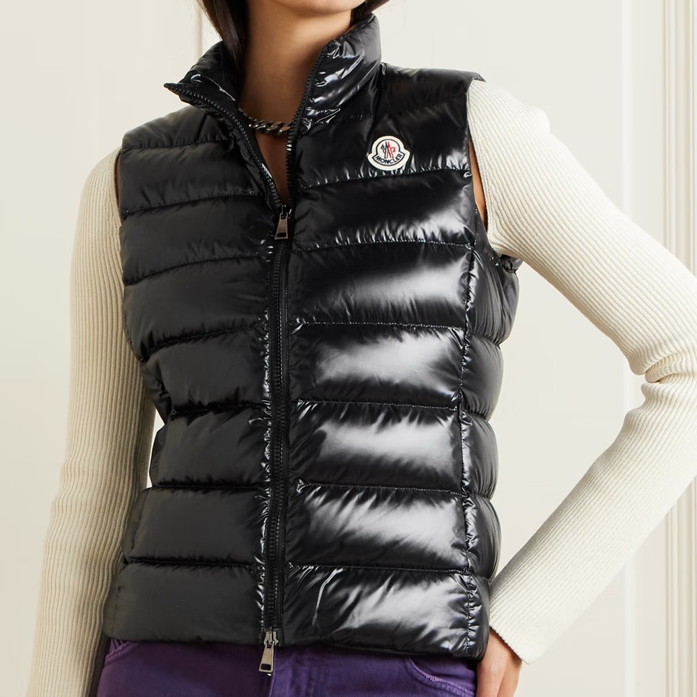 Moncler Ghany Quilted Glossed-Shell Down Vest